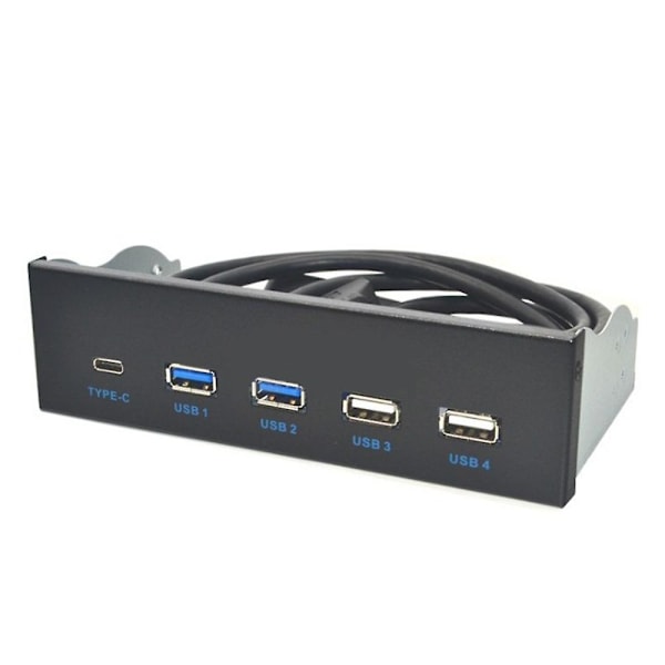 5,25\" USB3.1 GEN2 Frontpanel USB-hubb 2 portar USB3.0+2 portar USB2.0+1 port TYPE-C med TYPE-E-kontakt för stationär PC