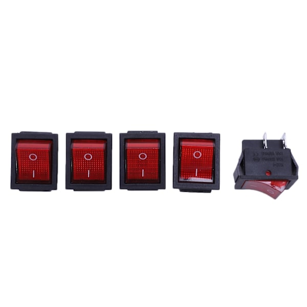 5 x Red Illuminated Light On/Off DPST Boat Rocker Switch 16A/250V 20A/125V AC