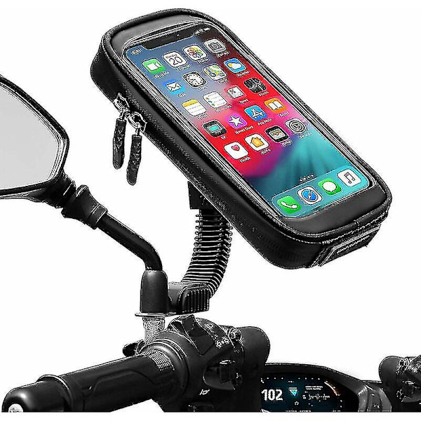 Vandafvisende Motorcykel Telefonholder 360 Rotation Motorcykel Scooter Smartphone Holder Med Regnbetræk Telefonholder Til Motorcykel Bakspejl Op Til