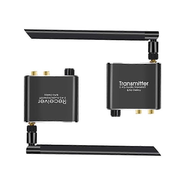 50M 2.4G Trådløs Lyd Musik Transmitter og Receiver med 3.5mm R/L Trådløs Lyd Adapter til DVD TV Computer CD