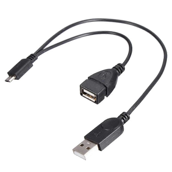 OTG Host Strömdelare Y Micro USB Hane till USB Hona Adapter Kabel