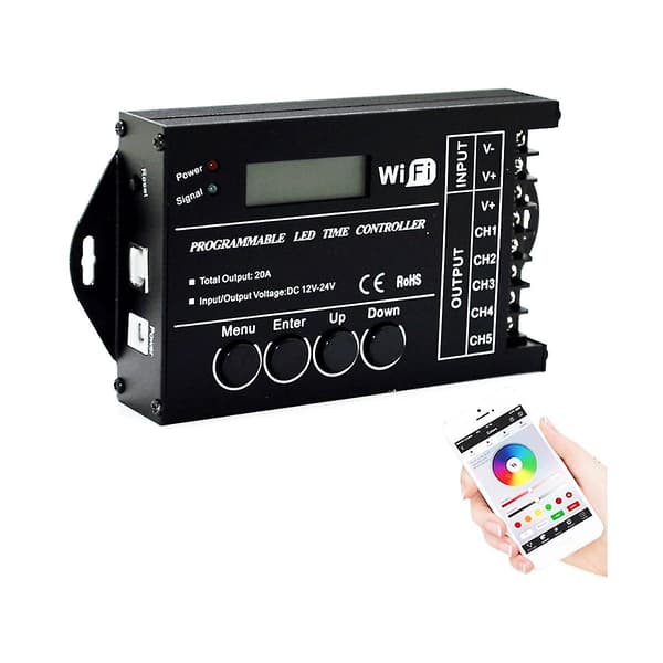 DC 12V 24V WiFi RGB Tids Programmerbar LED Controller TC421 5 Kanaler 20A Fælles Anode Programmerbar