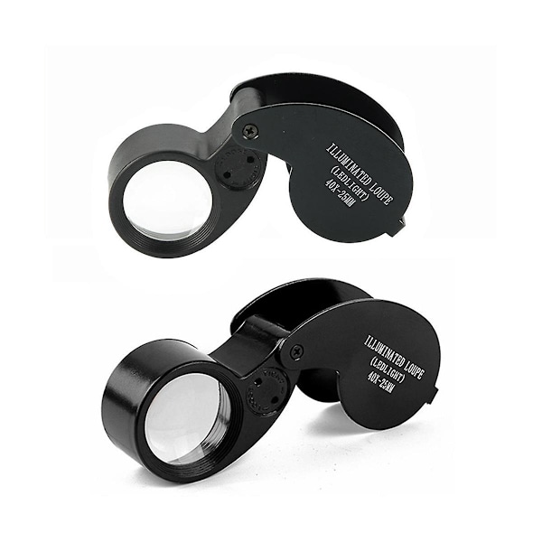 40 Ganger Dobbel LED Lampe Folding Forstørrelsesglass Passer for Jade Smykker Samling og Appre