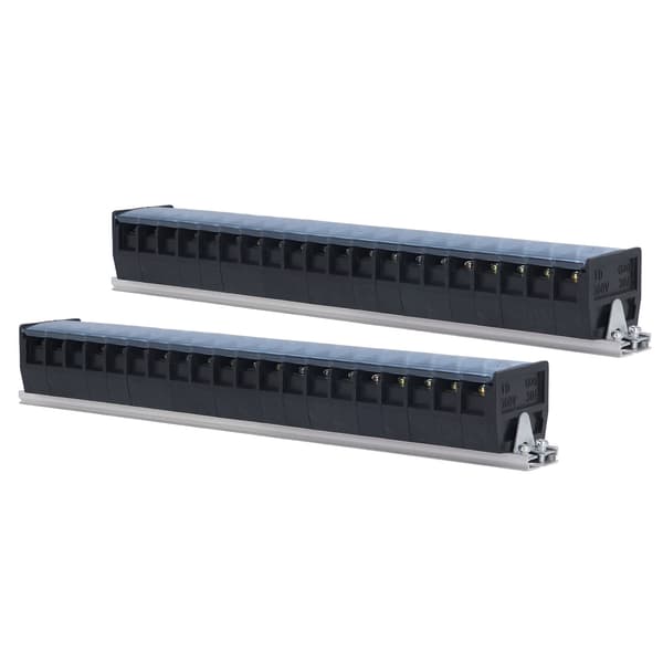 2 pcs Terminal Block 30A 660V Double Row Screw Terminal Block for Bridge Lighting Tunnel Power Distribution 20 Positions