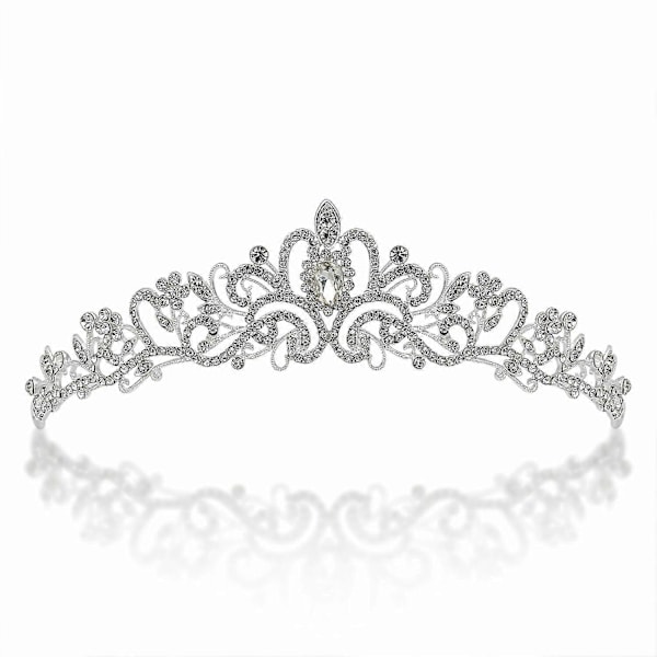 Krystal Tiara Sølvkrone Brud Prinsesse Rhinestone Hår Smykker Deco-Yvan