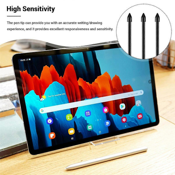 5 stk. Stylus Refill Udskiftning Stylus Touch Pen Spids Erstatningsstift Galaxy Note20/Note10/Tab S6/Tab S7 - Sort