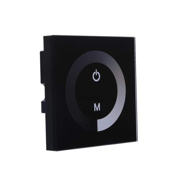 Ensfarget berøringspanel dimmer veggbryter kontroller LED lysstripe DC 12V-24V Svart