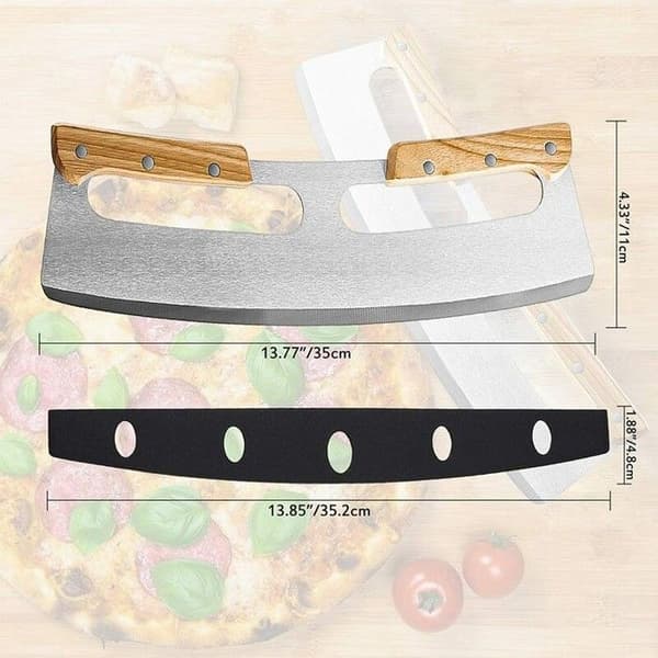 Profesjonell Pizzakutter - 35cm - Massivt Trehåndtak - Rustfritt Stålblad - Ergonomisk Design