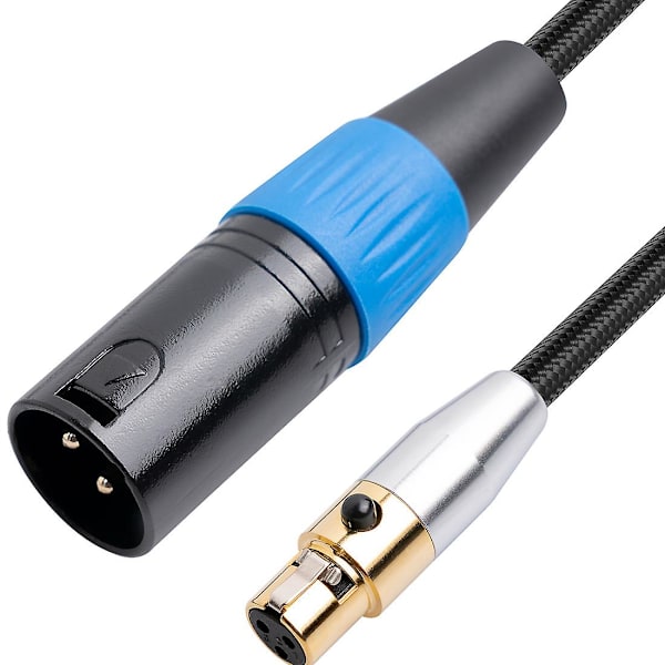 3-nastainen Mini XLR -uros - XLR -naaras -sovitinkaapeli tasapainotettu kaapeli äänittelyyn, kaiutinjärjestelmiin, radioasemiin, 1Ft/0.