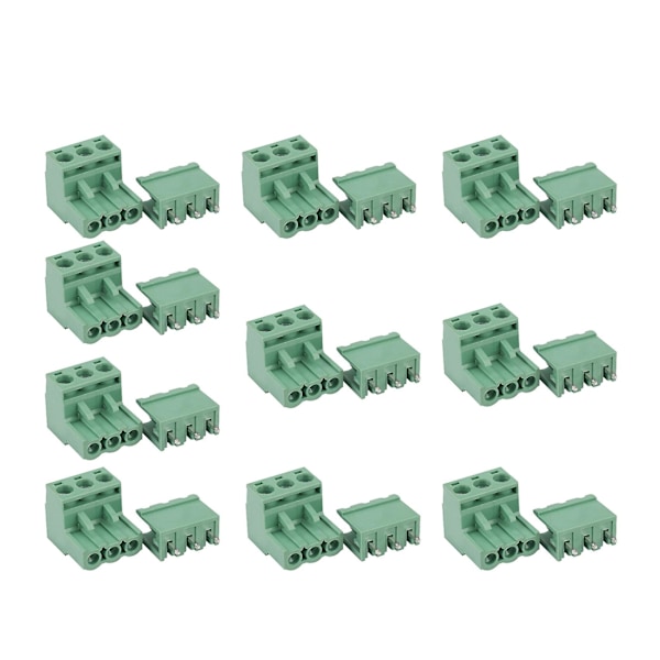 10 stk 5,08 mm Pitch 3-polet Plug-in Skrue PCB Terminalblok Connector Højre Vinkel