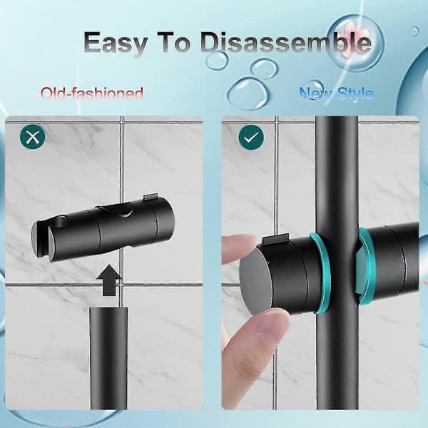 Dusjhodeholder, Universal Sort Dusjhodeholder For 18-25mm Dusjstang Solid Abs Tykkere Og Oppgradert Versjon Dusjhodeholder, Matt Sort
