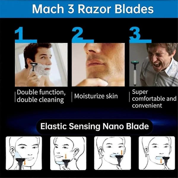 24 stk. Utskiftbare barberbladrefiller Manuelle 3-bladsrefiller 3 Herre Refiller Barberblad