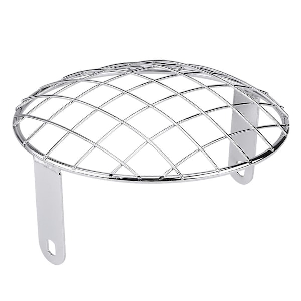 För Motorcykel 7\" Strålkastare Mesh Grill Sidomontering Universal Skyddsmask för Cafe Racer (Silver)