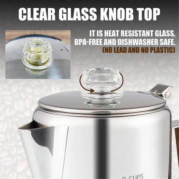 Kaffeperkolator for Kokeplate til Camping, Perkolator Kaffekanne Rustfritt Stål Kaffetrakter Camping
