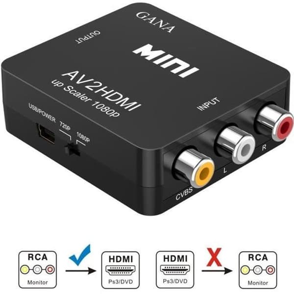 Videoadapter - RCA til HDMI - 1080P - Sort - Sender videosignal