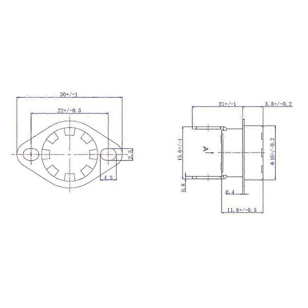 5 st KSD301 Strömbrytare Temperaturkontroll Termostat Termisk Strömbrytare 250V10A Normalt Stängd 40