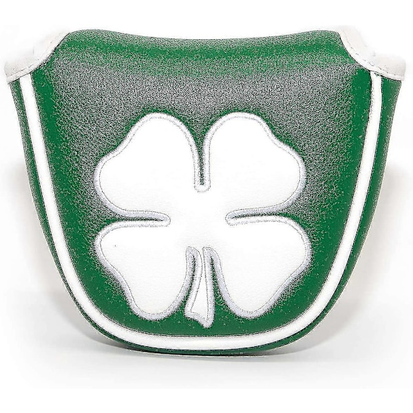 Golf Green Vit Shamrock Golf Headcover Huvudskydd Magnetisk Mallet Putter Klubbskydd