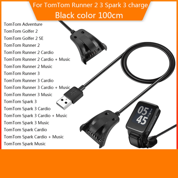 Usb-laddare för Tomtom Runner 3 Sparkadventurer Golfer 2 Laddning Dataöverföring