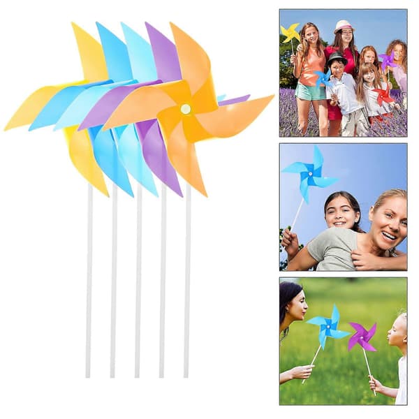 100 stk. plastik vindmølle farverig pinwheel vind legetøj til børn (blandet farve)