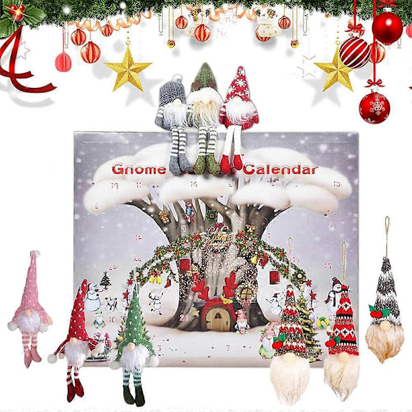 Jultomte Nedräkningskalender Blind Box 2024, 24 Dagars Julkalender Med Tomte Plyschleksak, Juldekoration
