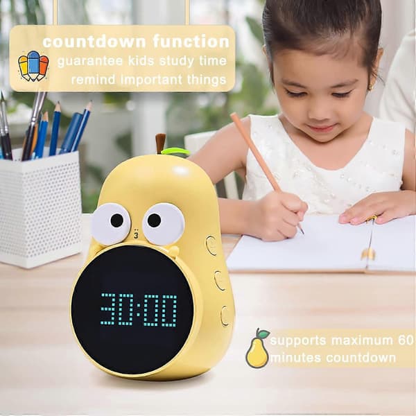 Barnalarmklocka för flickor Päronalarmklocka med snooze Toddler Sleep Training Clock för sovrum Hem Kontor (Gul)
