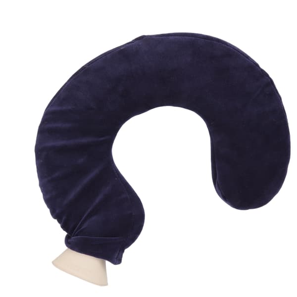 U-shaped Neck Warmer Hot Water Bottle, Soft Rubber Heat Pack with Removable Navy Fabric Cover