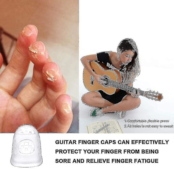 100 st Silikon Gitarr Finger Skydd, Gitarr Fingertopp