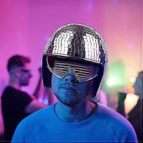 Diskokulehjälm, Discohjälm Cykelhjälm Glänsande Silver Harleyhjälm Party