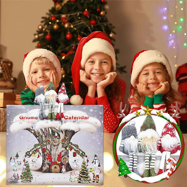 Jultomte Nedräkningskalender Blind Box 2024, 24 Dagars Julkalender Med Tomte Plyschleksak, Juldekoration