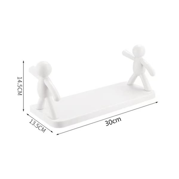 Wall Mounted Shelf Hole-Free Installation Small Doll Shape Large Capacity Plastic Stable Load-Bearing Storage Shelf Gray