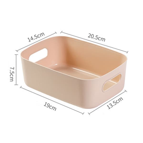 Desktop Storage Basket PP Cosmetic Storage Box Desktop Storage with Handle for Household Small Apricot