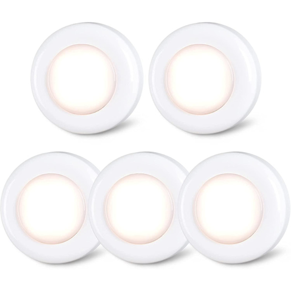 Trycklampor, Mini Touch-lampor, Spotlampor för inomhusbruk, Bärbara LED-klisterlampor, Batteridrivna, Kompatibla med underskåp, garderob