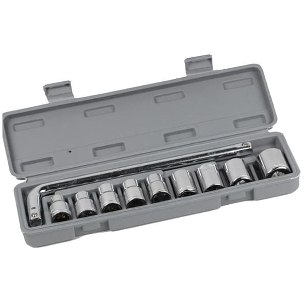 10-piece Socket Wrench Set Car Repair Mechanical Tool Kit Hardware 8-24mm with Gray Box