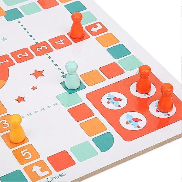 Flygande Schack Orm Stege Schack Leksak Multifunktionell Pedagogisk Barn Trä Brädspel (Flygande Schack Orm Stege Schack)