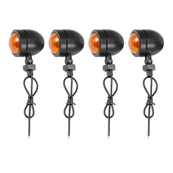 4pcs Black Motorcycle Turn Signal Indicator Lamp Light Blinker Light For Chopper Bobber