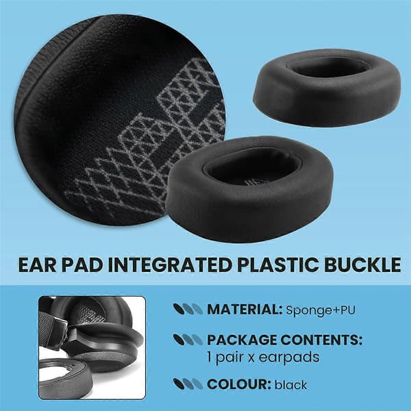 Øreputer Memory Foam Erstatningsøreputer Kompatible med E65 E65BTNC / Duet NC / Live 650BTNC Li