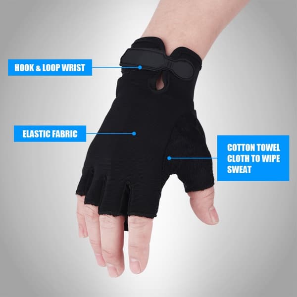 Breathable Half-Finger Gloves for Cycling and Climbing (Black, 1 Pair)