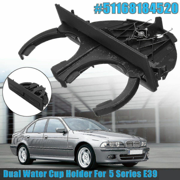 Black Rear Dual Drink Cup Holder For- 525i 528i 530i 540i 5 Series E39 Retractable 51168184520