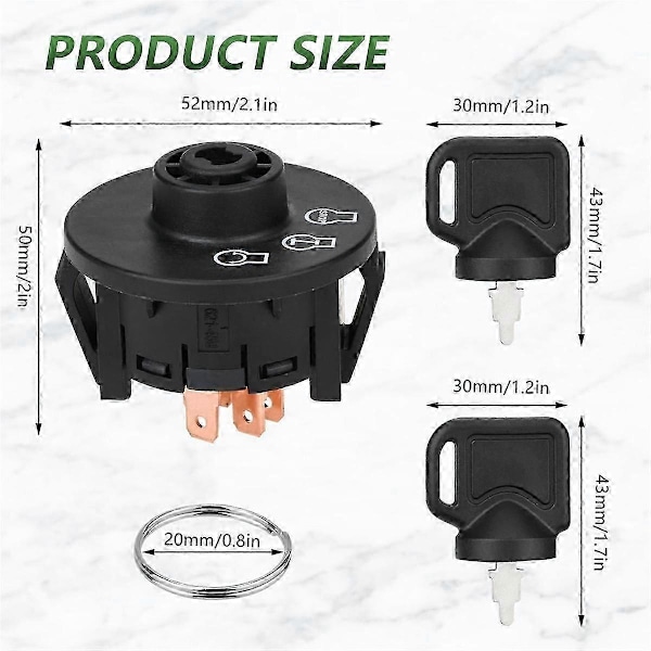 Tændingslås 3 Positioner med Nøgle til Toro 117-2221 137-4100 Z Cutter ZS Serie js