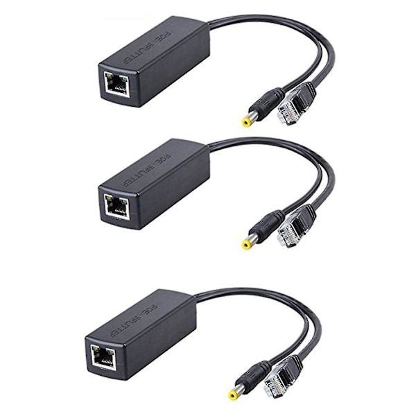 3 stk Poe Splitter 48v Til 12v Poe Kontakter Splitter Forlenger Injektor Ieee802.3af/at 10/100m Kompatibel Med P