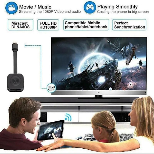 1080P HD HDMI-kompatibel WiFi-mottaker Trådløs Speiling Skjerm Display Adapter TV Dongle Stick for iOS Android Speilskjerm