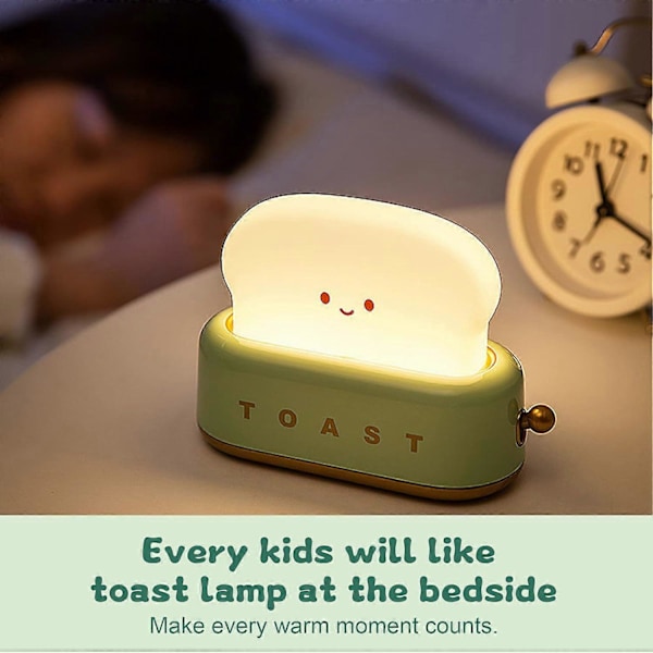Barne nattlys, søt toastlampe for barnerom, byttbar kontroll, bærbar, oppladbar, dimbar, bursdags- og julegave til gutter og jenter