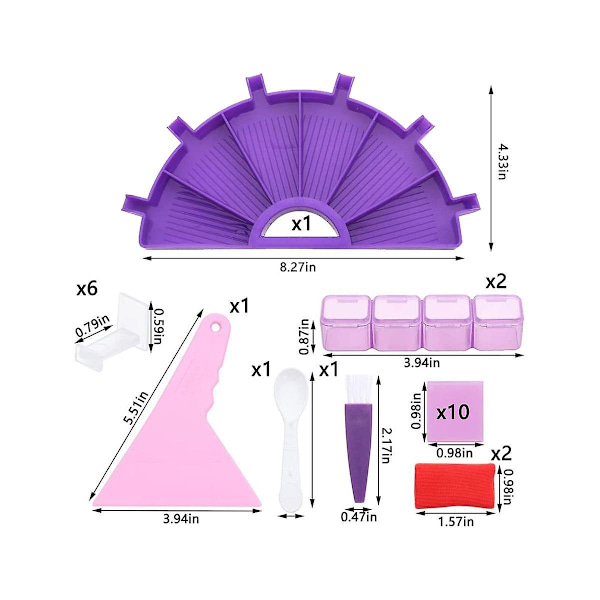 Tilbehørsbakke-styringskit, 6-gitter pallette af 5D opbevaringskit (lilla)