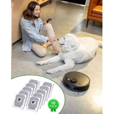 10 støvsugerposer til iRobot Roomba i7 i7+ i3 i3+ i4 i4+ i6 i6+ j7 j7+ i8 i8+ S9 S9+ E5 E6 E7 Clean Base, erstatningsstøvpose tilbehør NPTERBL