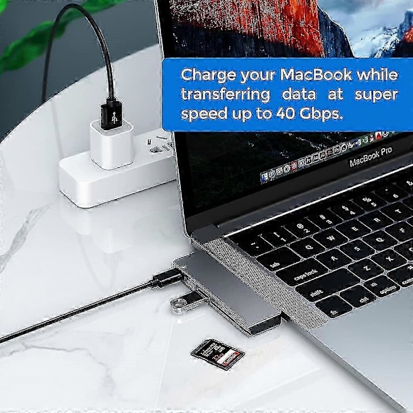 Usb C -keskitinadapteri Macbook Pro/Air 2020 2019 2018 -malleille, 6 in 1 Usb-c -lisätarviketta - JA