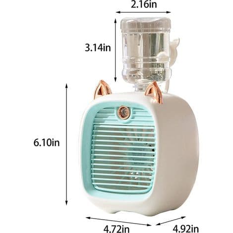 Ventilator – Kombinerer luftkøling, natlys, tre ventilatorhastigheder, befugtning og LED-belysning – Blå