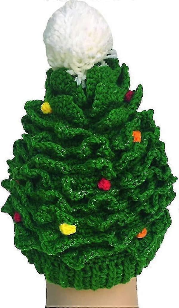 Julgran Handstickad Yllehatt Varm Hatt (Vuxenversion)