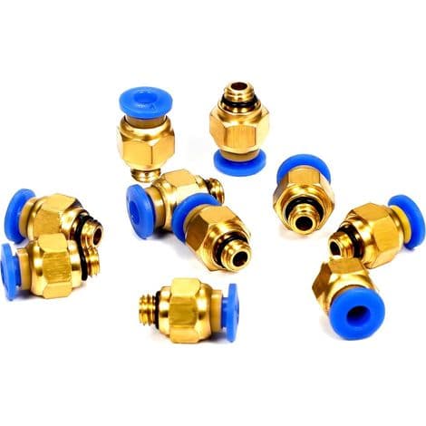 Lige pneumatisk fitting til trykluft, M6 gevind, plug-in forbindelse til 3D-printerstik, PTFE-slange, 4 mm, 10 stk., PC4-M6