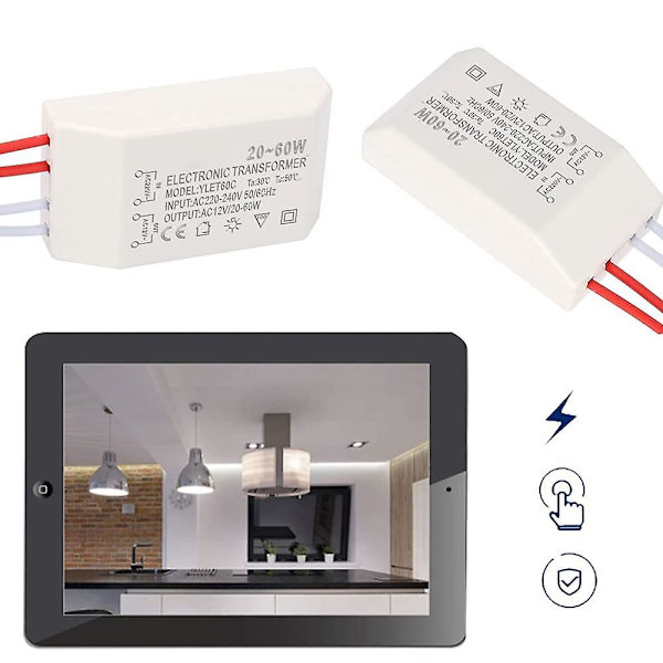 220V til AC 12V Elektronisk Transformer 20-60W Spændingskonverter Lavspændingslampe Smart Strømforsyningsstyring
