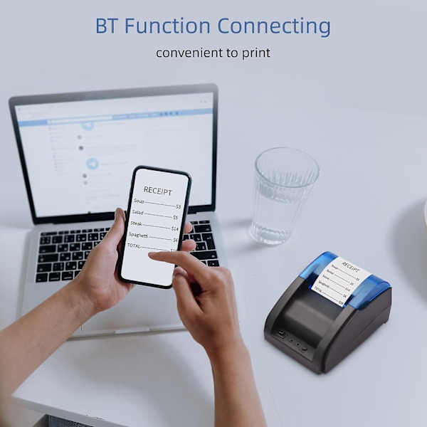 58mm Termisk Kvitteringsskriver USB & BT-tilkobling